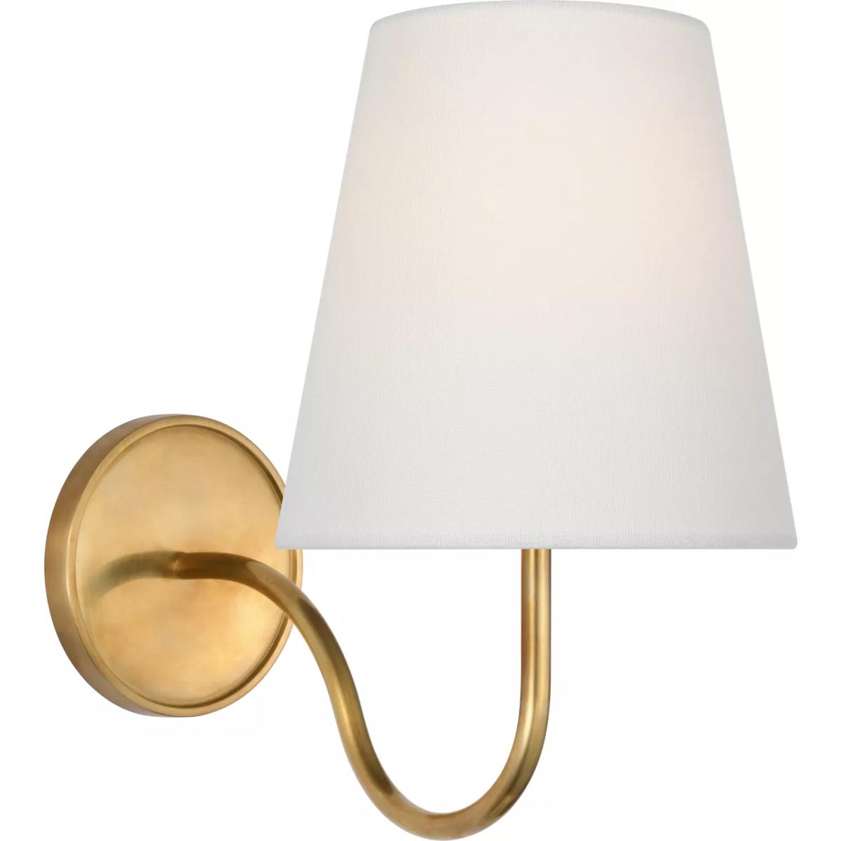 Visual Comfort Signature Collection AL2000HAB-L Amber Lewis Lyndsie LED 6 inch Hand-Rubbed Antique Brass Sconce Wall Light in Linen, Small