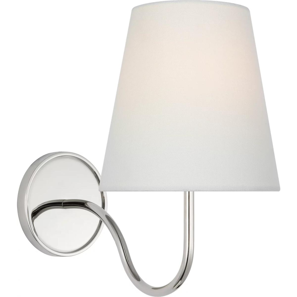 Visual Comfort Signature Collection AL2000PN-L Amber Lewis Lyndsie LED 6 inch Polished Nickel Sconce Wall Light in Linen, Small