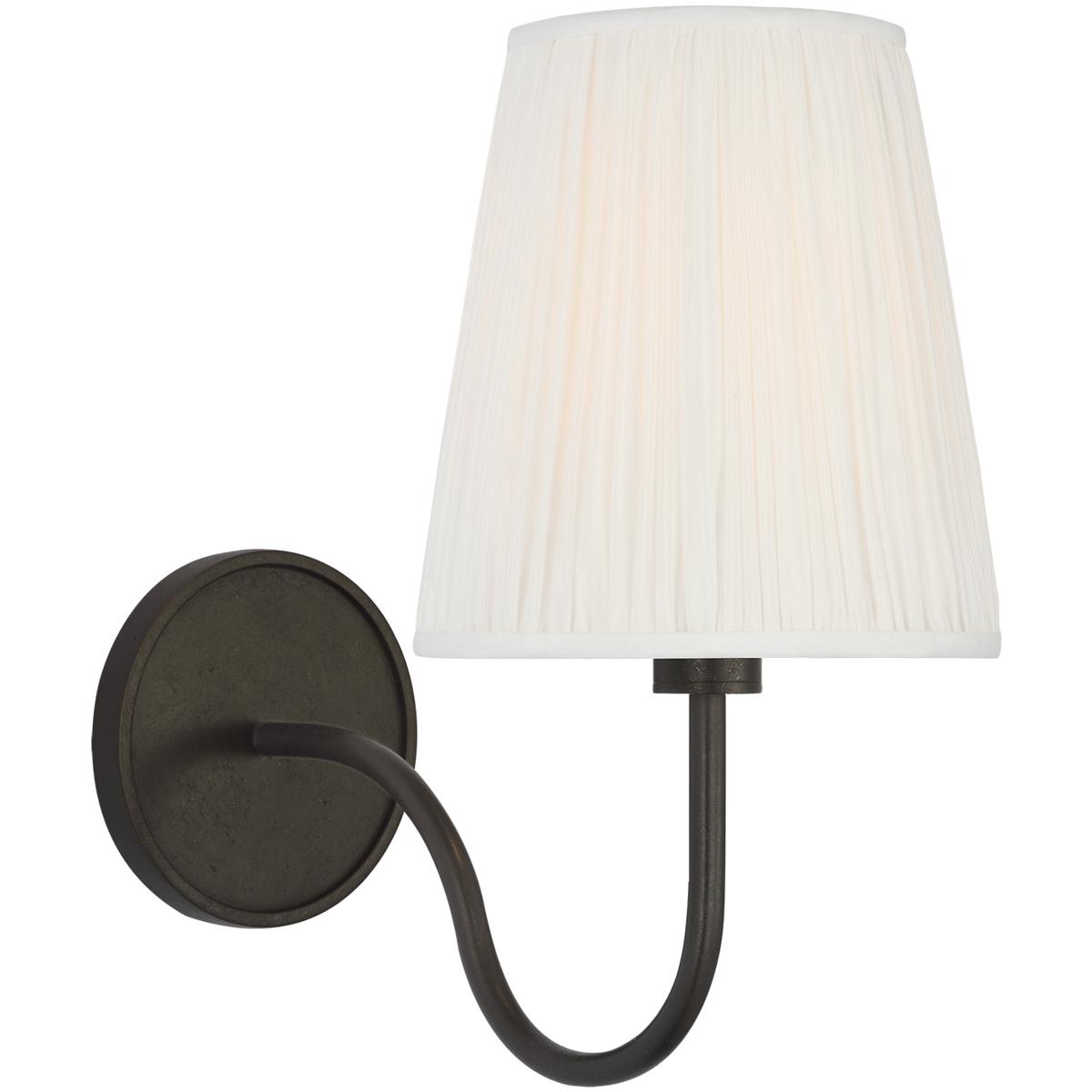 Visual Comfort Signature Collection AL2001AI-SP-CL Amber Lewis Lyndsie LED 6 inch Aged Iron Cordless Sconce Wall Light in Silk Pleated, Small