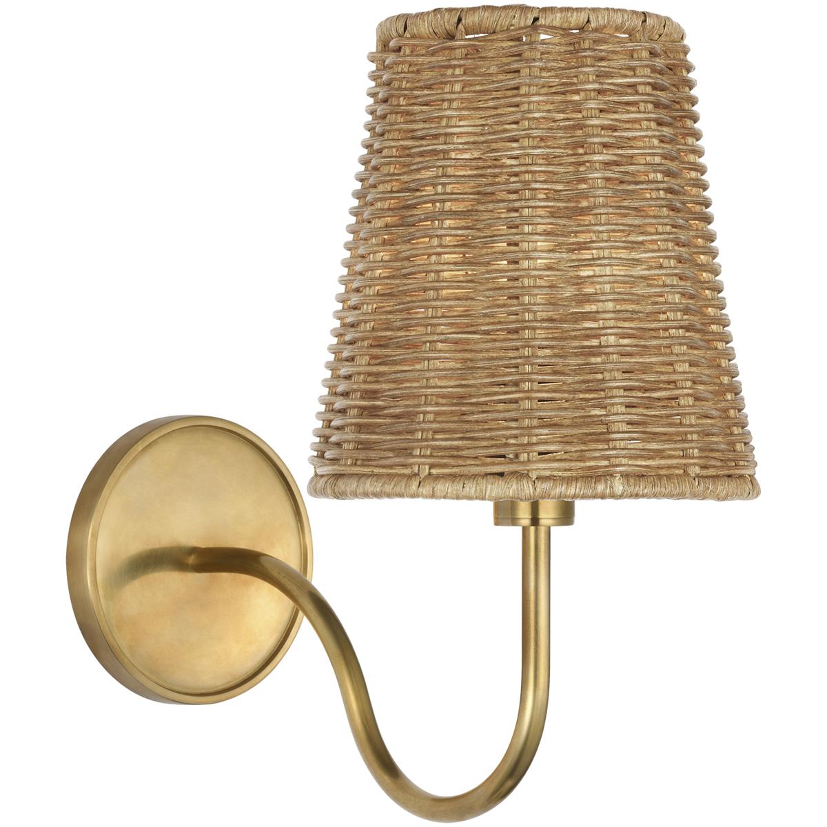 Visual Comfort Signature Collection AL2001HAB-NTW-CL Amber Lewis Lyndsie LED 6 inch Hand-Rubbed Antique Brass Cordless Sconce Wall Light in Natural Wi