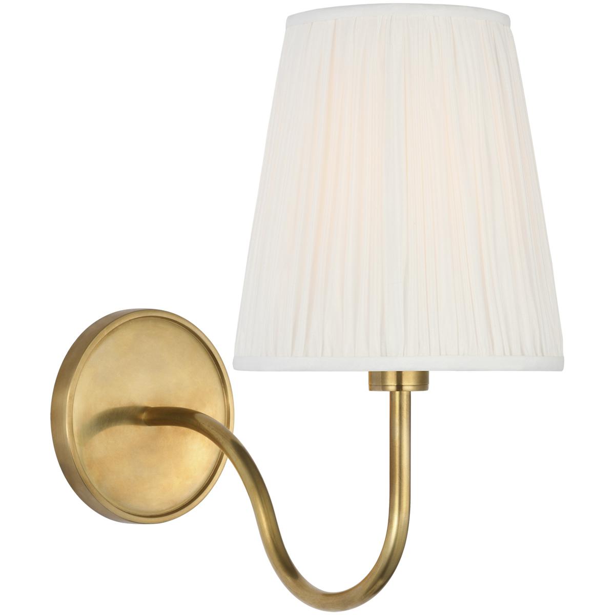 Visual Comfort Signature Collection AL2001HAB-SP-CL Amber Lewis Lyndsie LED 6 inch Hand-Rubbed Antique Brass Cordless Sconce Wall Light in Silk Pleate