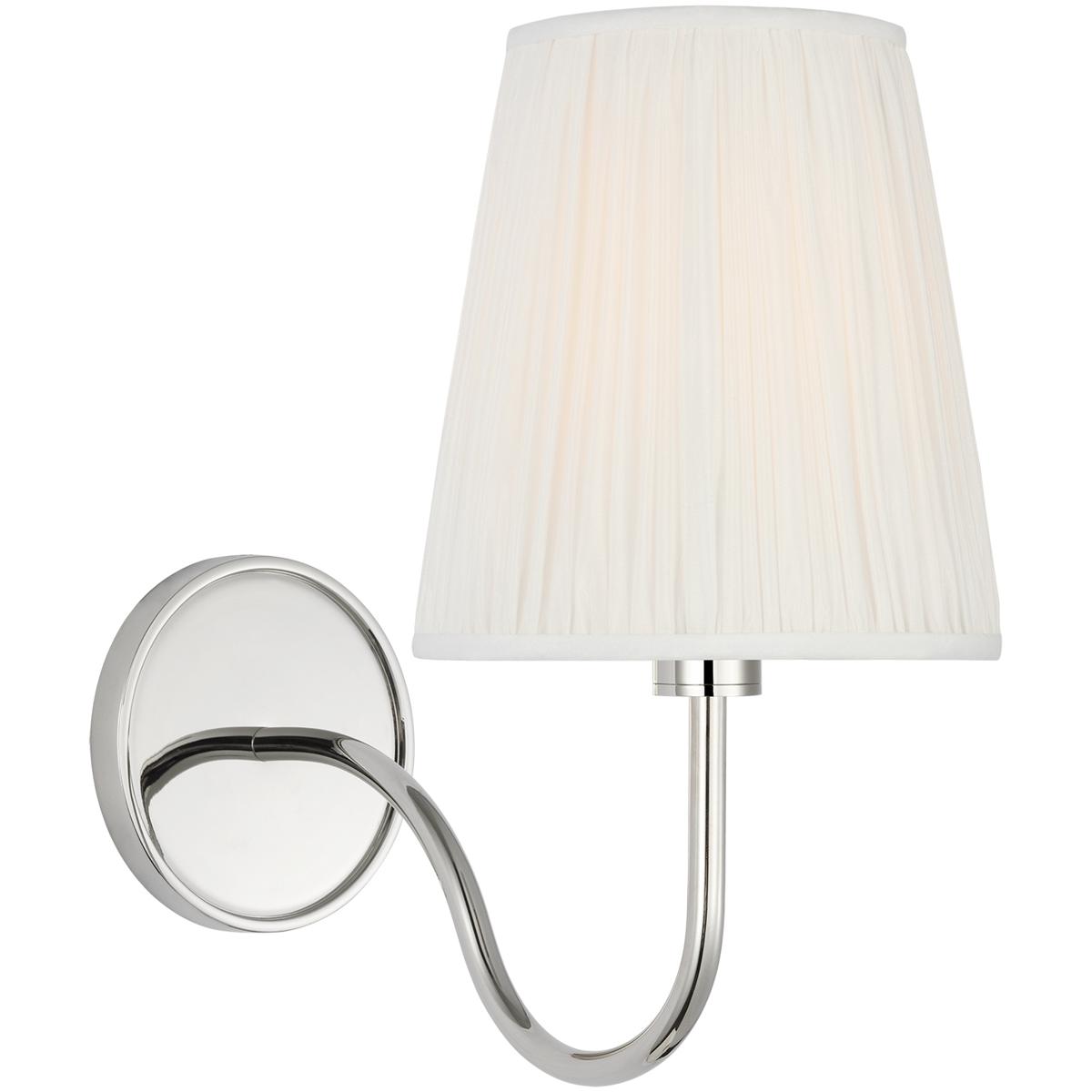Visual Comfort Signature Collection AL2001PN-SP-CL Amber Lewis Lyndsie LED 6 inch Polished Nickel Cordless Sconce Wall Light in Silk Pleated, Small