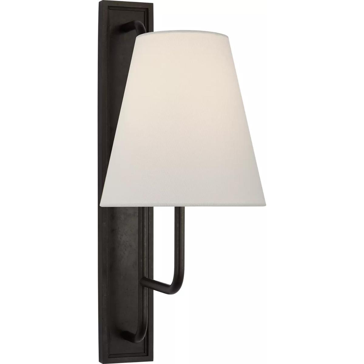 Visual Comfort Signature Collection AL2061AI-L Amber Lewis Rui LED 8 inch Aged Iron Tall Sconce Wall Light in Linen