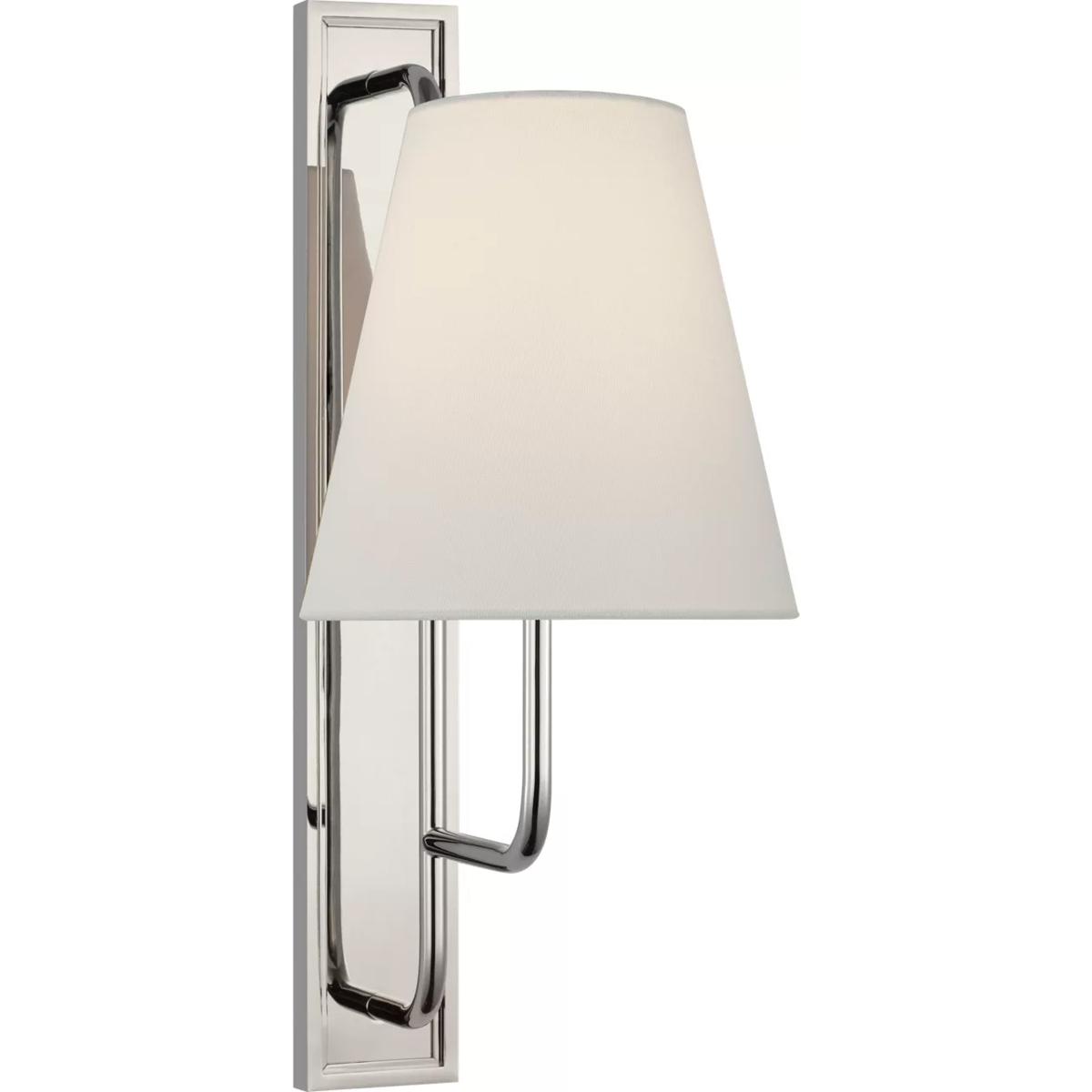 Visual Comfort Signature Collection AL2061PN-L Amber Lewis Rui LED 8 inch Polished Nickel Tall Sconce Wall Light in Linen