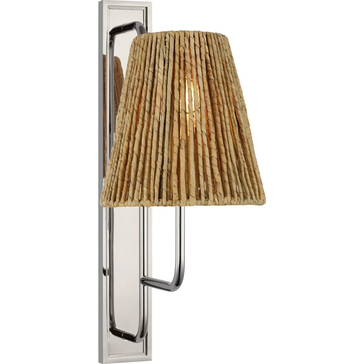 Visual Comfort Signature Collection AL2061PN-NAB Amber Lewis Rui LED 8 inch Polished Nickel Tall Sconce Wall Light in Natural Abaca