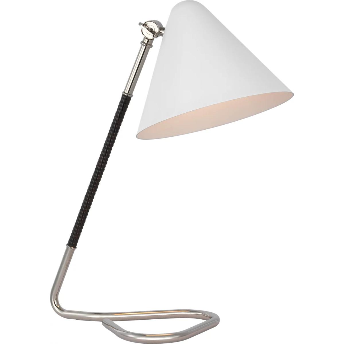 Visual Comfort Signature Collection AL3020PN/BRT-WHT Amber Lewis Laken 17.25 inch 6.5 watt Polished Nickel and Black Rattan Desk Lamp Portable Light,