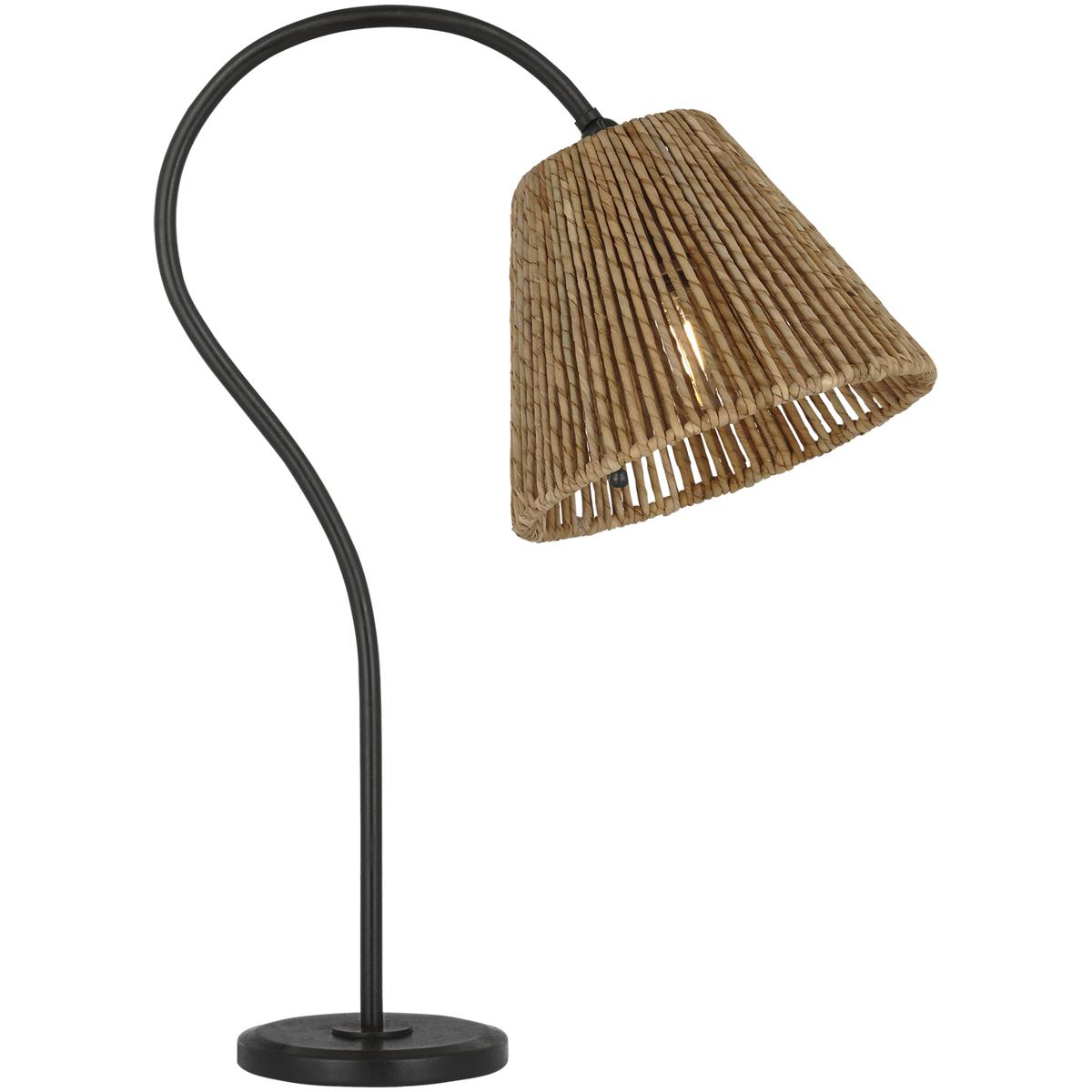 Visual Comfort Signature Collection AL3060AI-NAB Amber Lewis Dume 23.5 inch 15 watt Aged Iron Arched Table Lamp Portable Light in Natural Abaca