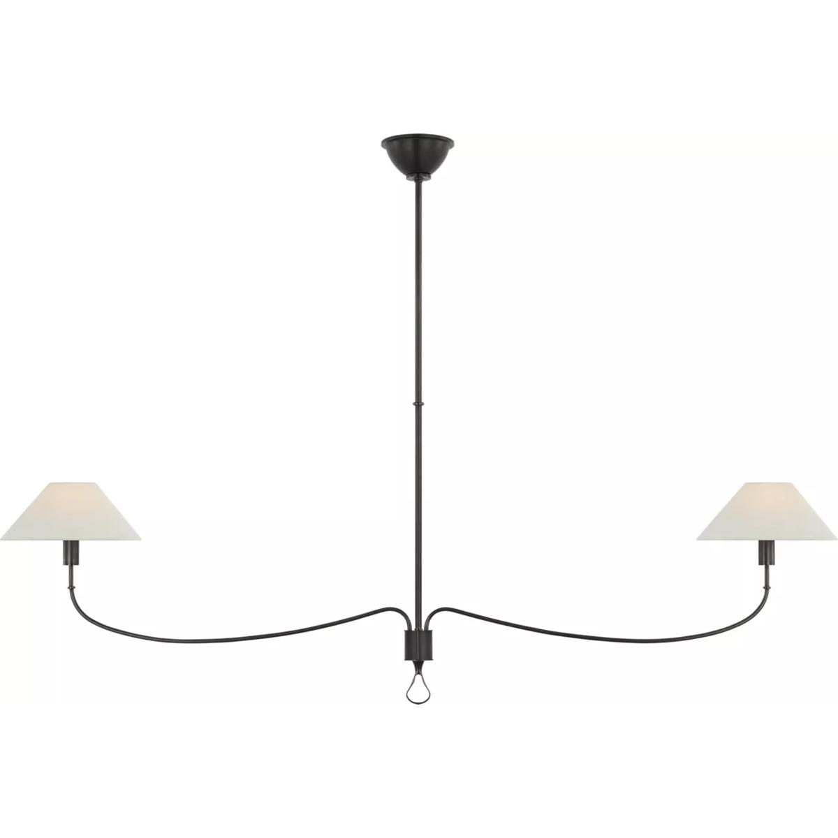 Visual Comfort Signature Collection AL5010BZ/CHC-L Amber Lewis Griffin LED 62 inch Bronze and Chocolate Leather Linear Chandelier Ceiling Light, Grand