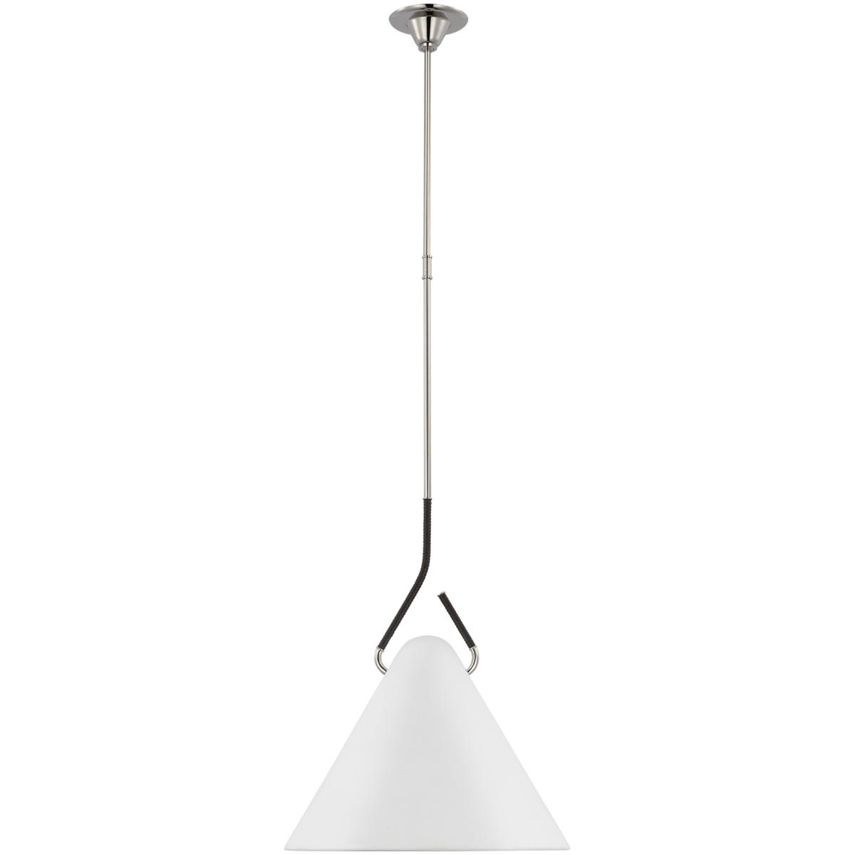 Visual Comfort Signature Collection AL5020PN/BRT-WHT Amber Lewis Laken LED 18.5 inch Polished Nickel and Black Rattan Pendant Ceiling Light