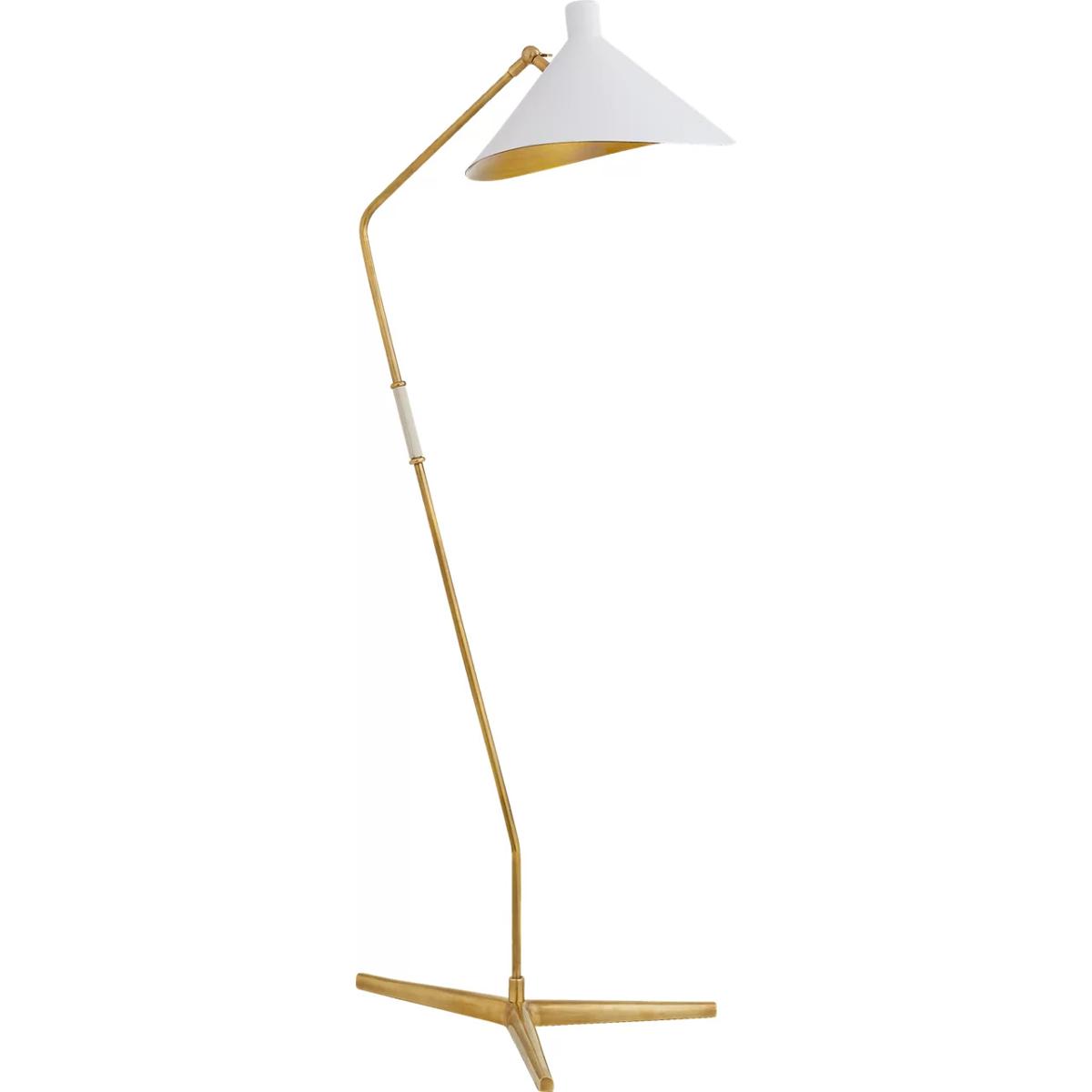 Visual Comfort Signature Collection ARN1013HAB-WHT AERIN Mayotte 55.25 inch 60 watt Hand-Rubbed Antique Brass Offset Floor Lamp Portable Light in Matt