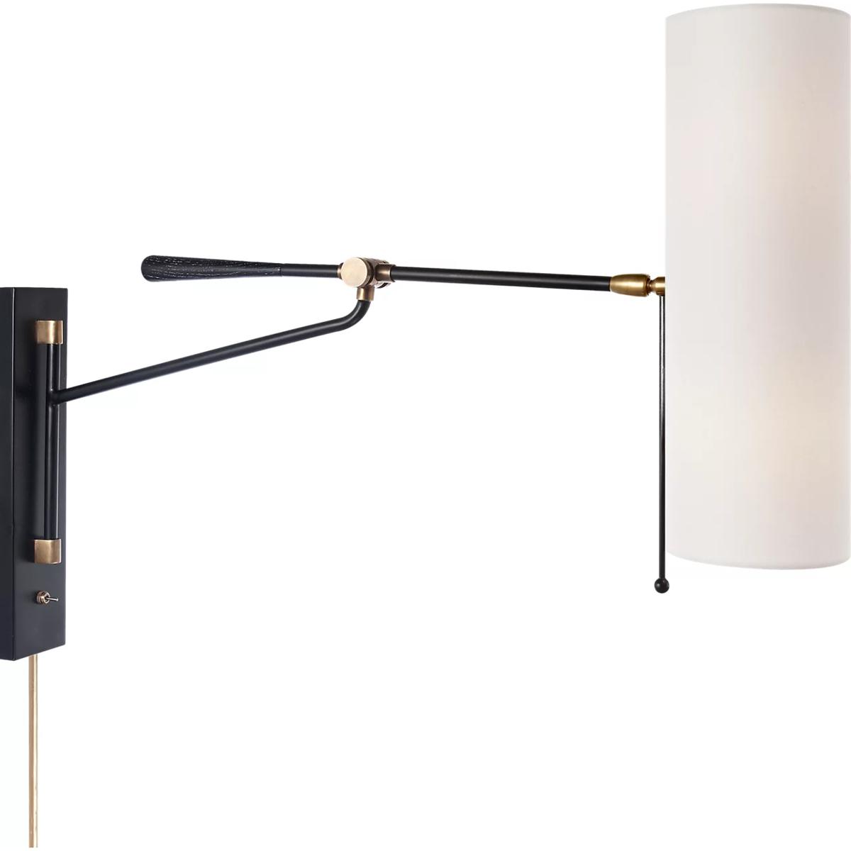 Visual Comfort Signature Collection ARN2002BLK-L AERIN Frankfort 2 Light 25 inch Black and Brass Articulating Wall Light