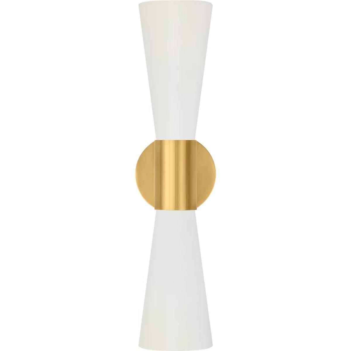 Visual Comfort Signature Collection ARN2009HAB/WHT AERIN Clarkson 2 Light 4.5 inch Hand-Rubbed Antique Brass Narrow Sconce Wall Light in Hand-Rubbed A