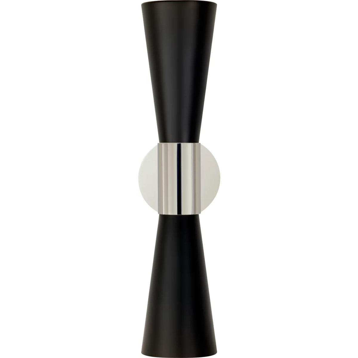 Visual Comfort Signature Collection ARN2009PN/BLK AERIN Clarkson 2 Light 4.5 inch Polished Nickel Narrow Sconce Wall Light in Black, Polished Nickel a