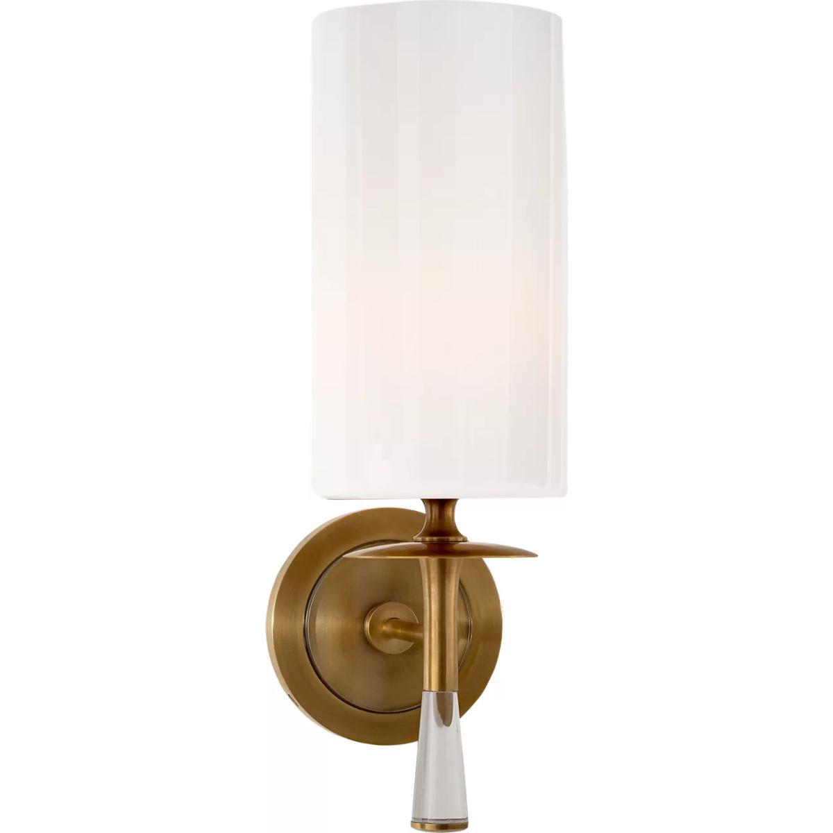 Visual Comfort Signature Collection ARN2018HAB/CG-WG AERIN Drunmore 1 Light 4.5 inch Hand-Rubbed Antique Brass with Crystal Single Bath Sconce Wall Li