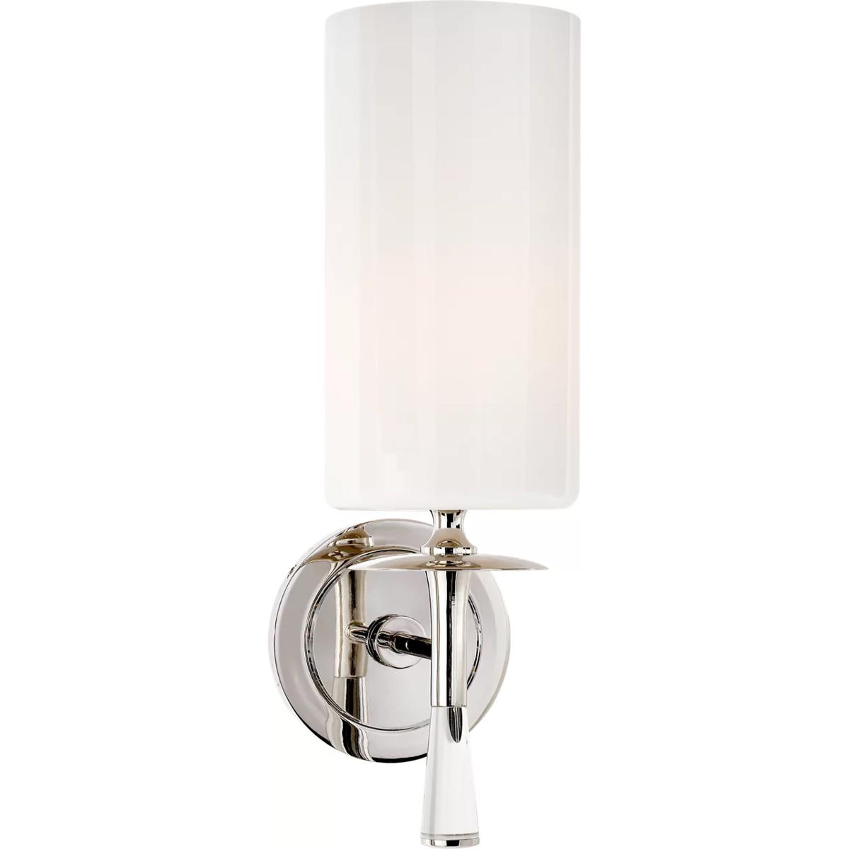 Visual Comfort Signature Collection ARN2018PN/CG-WG AERIN Drunmore 1 Light 4.5 inch Polished Nickel with Crystal Single Bath Sconce Wall Light in Whit