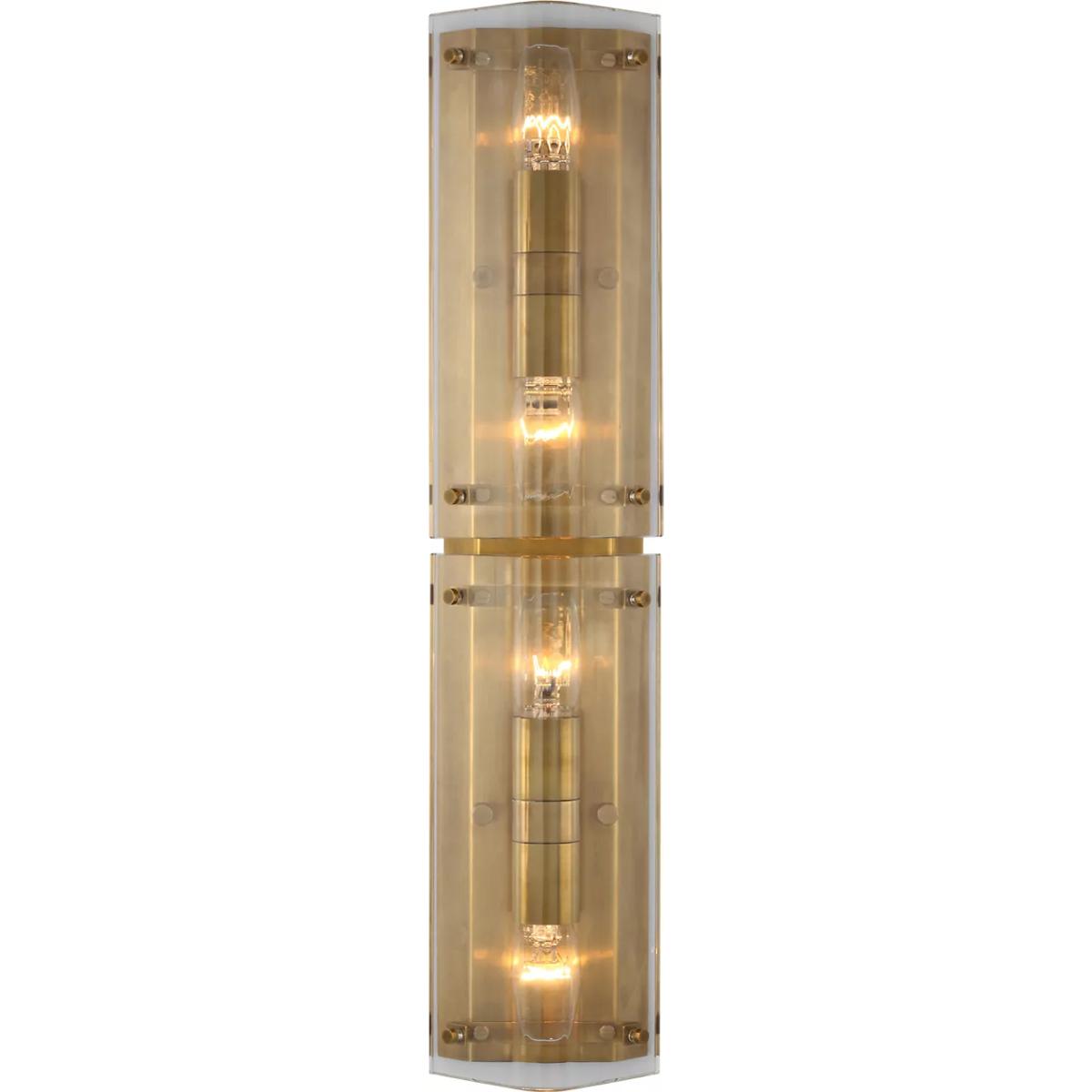 Visual Comfort Signature Collection ARN2044CG AERIN Clayton LED 5.5 inch Crystal and Hand-Rubbed Antique Brass Sconce Wall Light