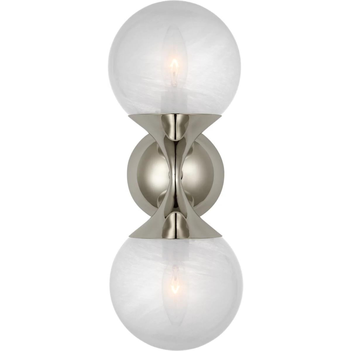 Lighting New York R-ARN2405PN-WG Visual Comfort AERIN Cristol 2 Light 6 inch Polished Nickel Double Sconce Wall Light, Small ARN2405PN-WG - Open Box