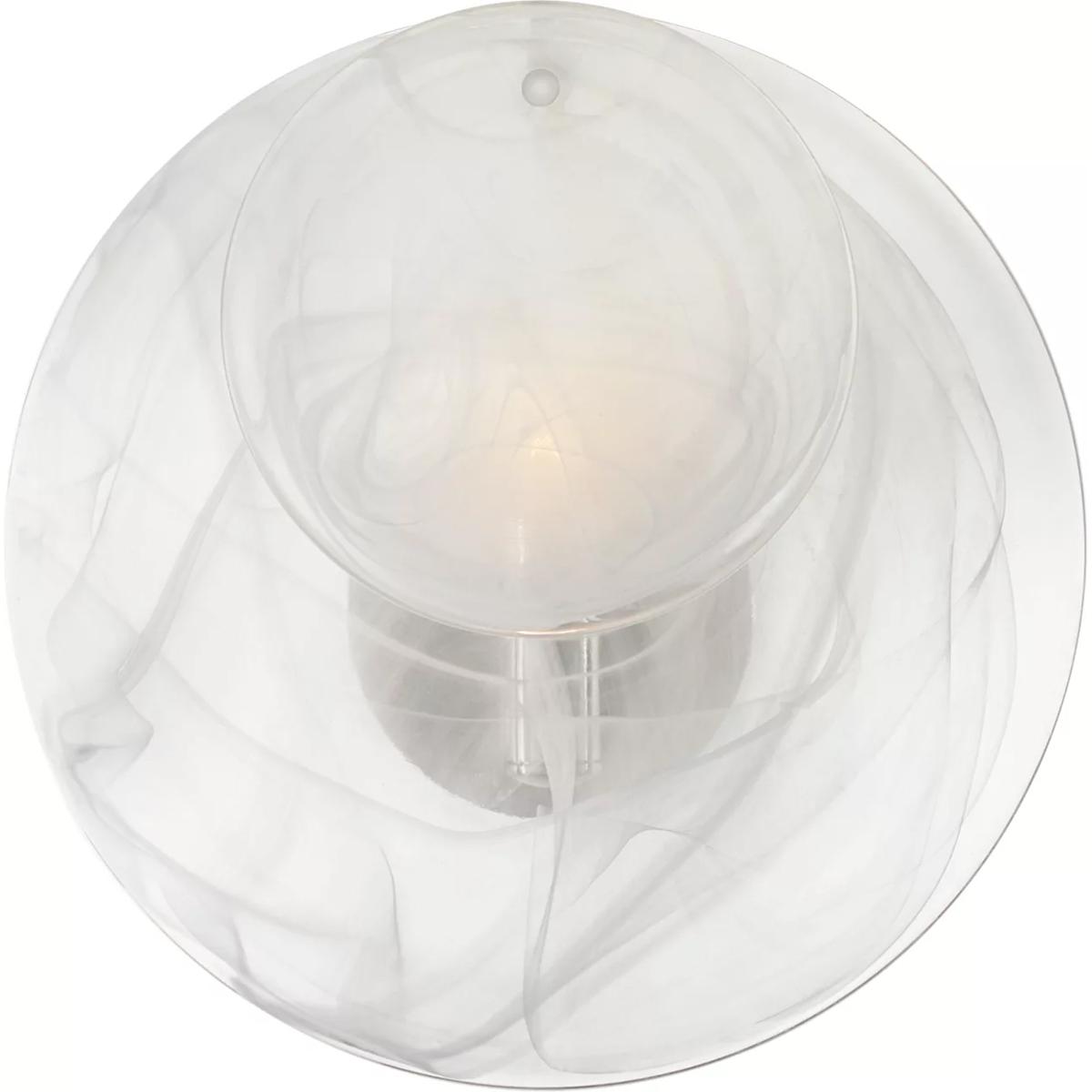 Visual Comfort Signature Collection ARN2455PN-WSG AERIN Loire 1 Light 12 inch Polished Nickel Sconce Wall Light in White Strie Glass, Small
