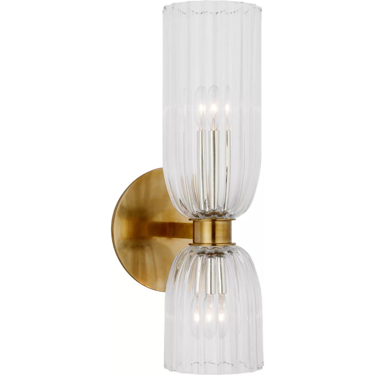Lighting New York R-ARN2500HAB-CG Visual Comfort Signature Collection AERIN Asalea LED 6 inch Hand-Rubbed Antique Brass Double Bath Sconce Wall Light