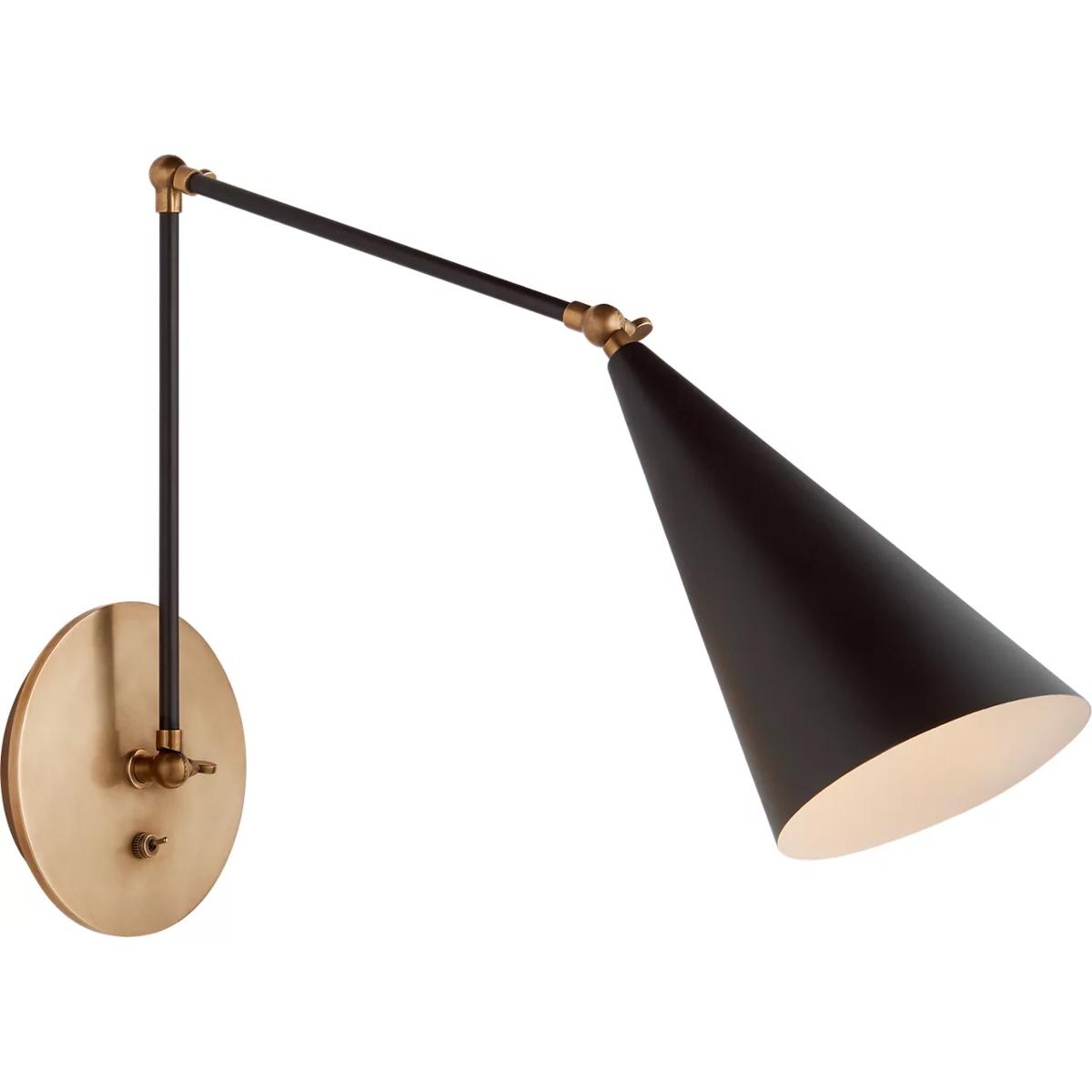 Visual Comfort Signature Collection ARN2912BLK AERIN Clemente 13 inch 40 watt Black and Hand-Rubbed Antique Brass Double Arm Library Sconce Wall Light