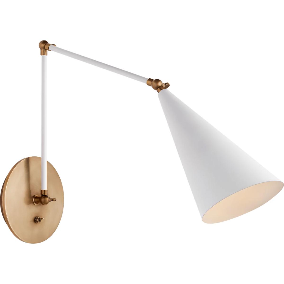 Visual Comfort Signature Collection ARN2912WHT AERIN Clemente 13 inch 40 watt White and Hand-Rubbed Antique Brass Double Arm Library Sconce Wall Light