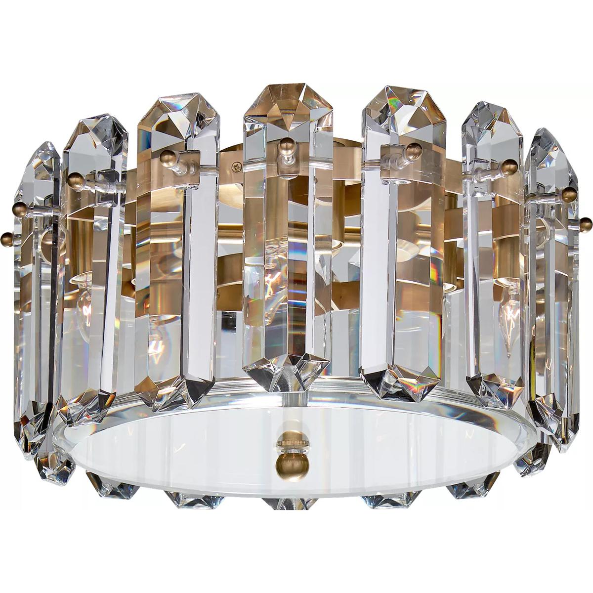 Visual Comfort Signature Collection ARN4124HAB-CG AERIN Bonnington 4 Light 14.25 inch Hand-Rubbed Antique Brass Flush Mount Ceiling Light in Crystal,