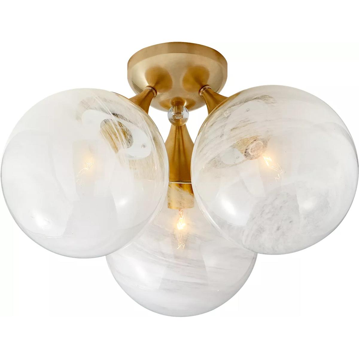 Visual Comfort Signature Collection ARN4401HAB-WG AERIN Cristol 3 Light 15.25 inch Hand-Rubbed Antique Brass Flush Mount Ceiling Light, Large