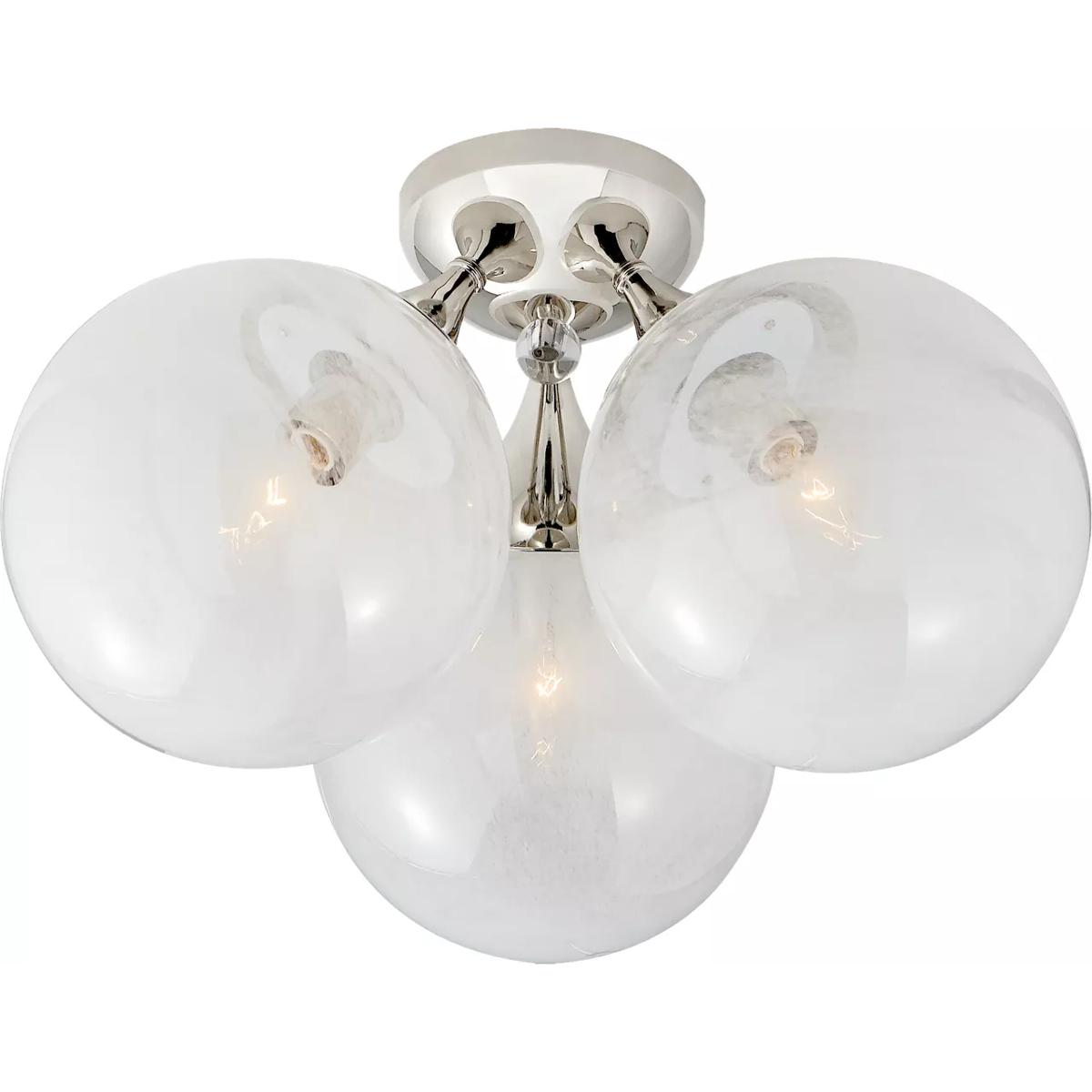 Visual Comfort Signature Collection ARN4401PN-WG AERIN Cristol 3 Light 15.25 inch Polished Nickel Flush Mount Ceiling Light, Large