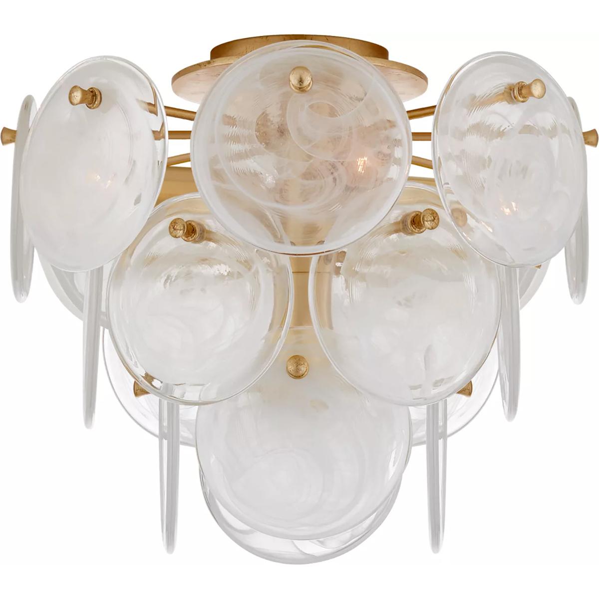 Visual Comfort Signature Collection ARN4450G-WSG AERIN Loire 4 Light 14.5 inch Gild Flush Mount Ceiling Light in White Strie Glass, Medium