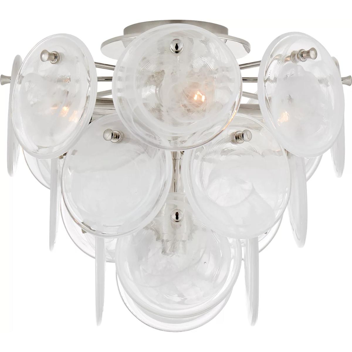 Visual Comfort Signature Collection ARN4450PN-WSG AERIN Loire 4 Light 14.5 inch Polished Nickel Flush Mount Ceiling Light in White Strie Glass, Medium
