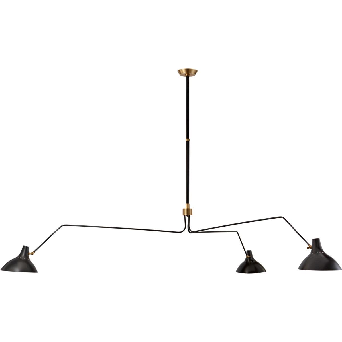 Visual Comfort Signature Collection ARN5007BLK AERIN Charlton 3 Light 96 inch Black Triple Arm Chandelier Ceiling Light, Grande