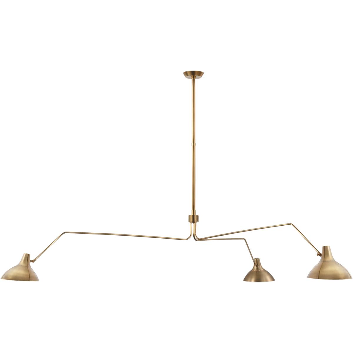 Visual Comfort Signature Collection ARN5007HAB AERIN Charlton 3 Light 96 inch Hand-Rubbed Antique Brass Triple Arm Chandelier Ceiling Light, Grande