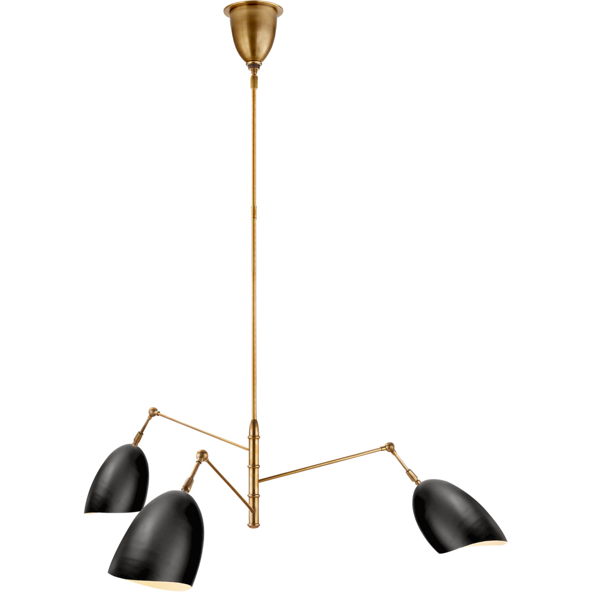 Visual Comfort Signature Collection ARN5008HAB-BLK AERIN Sommerard 3 Light 50 inch Hand-Rubbed Antique Brass and Black Triple-Arm Chandelier Ceiling L