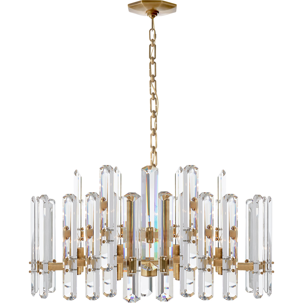 Visual Comfort Signature Collection ARN5125HAB-CG AERIN Bonnington 18 Light 32 inch Hand-Rubbed Antique Brass Chandelier Ceiling Light in Crystal, Lar
