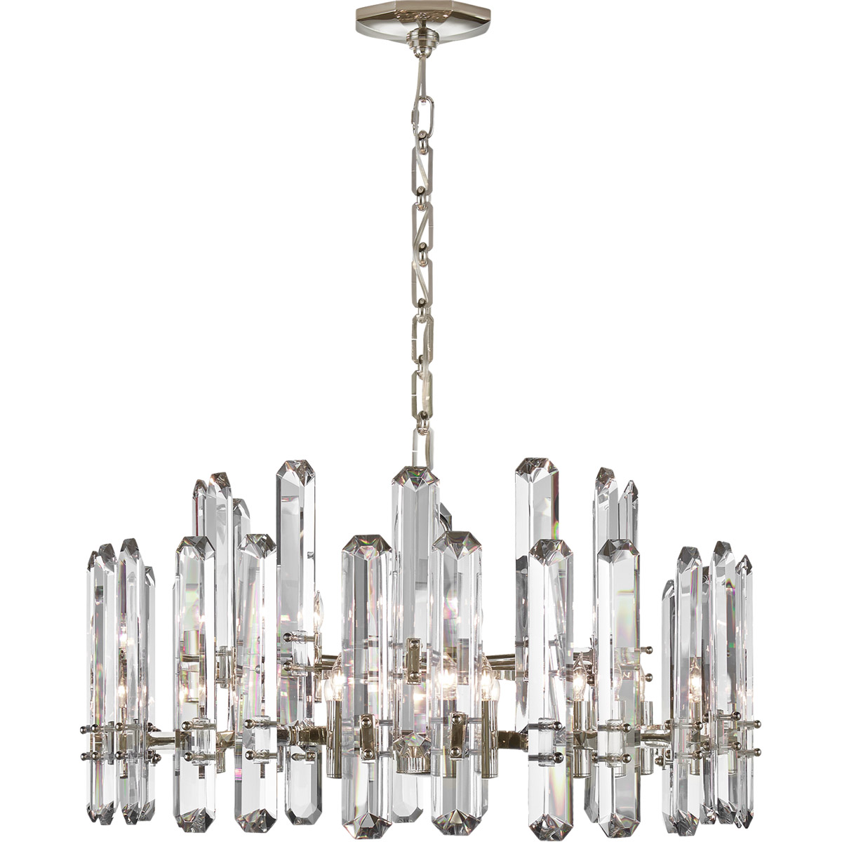 Visual Comfort Signature Collection ARN5125PN-CG AERIN Bonnington 18 Light 32 inch Polished Nickel Chandelier Ceiling Light in Crystal, Large