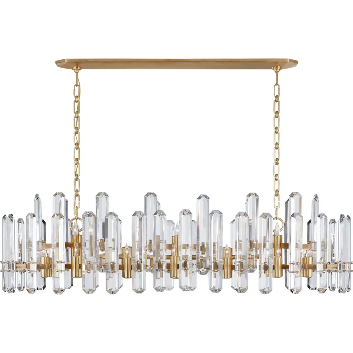 Visual Comfort Signature Collection ARN5127HAB-CG AERIN Bonnington 24 Light 55 inch Hand-Rubbed Antique Brass Linear Chandelier Ceiling Light in Cryst