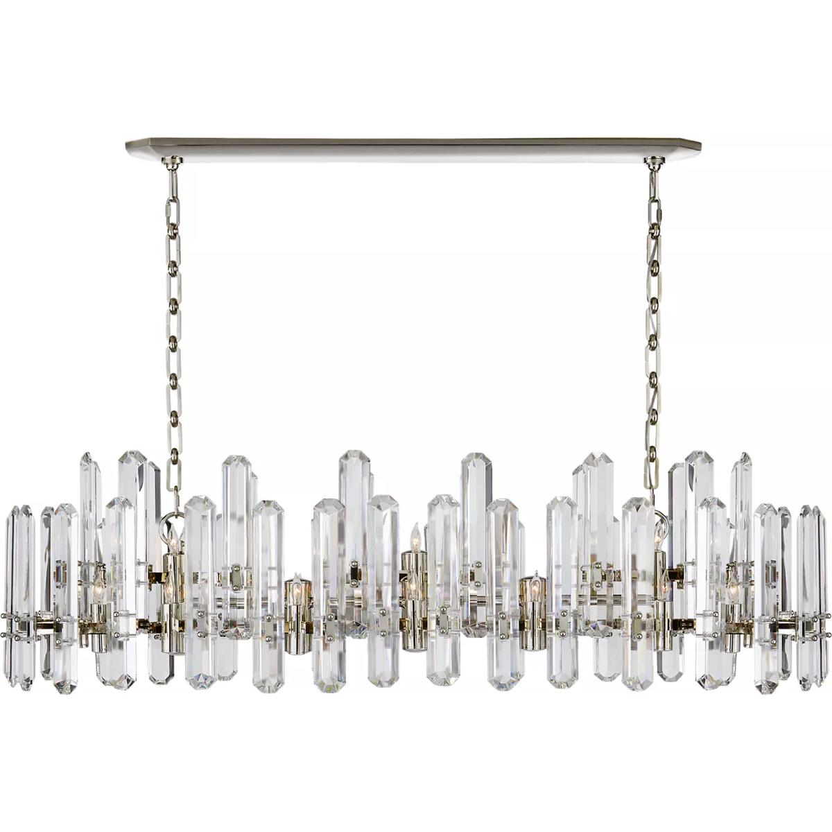 Visual Comfort Signature Collection ARN5127PN-CG AERIN Bonnington 24 Light 55 inch Polished Nickel Linear Chandelier Ceiling Light in Crystal, Large