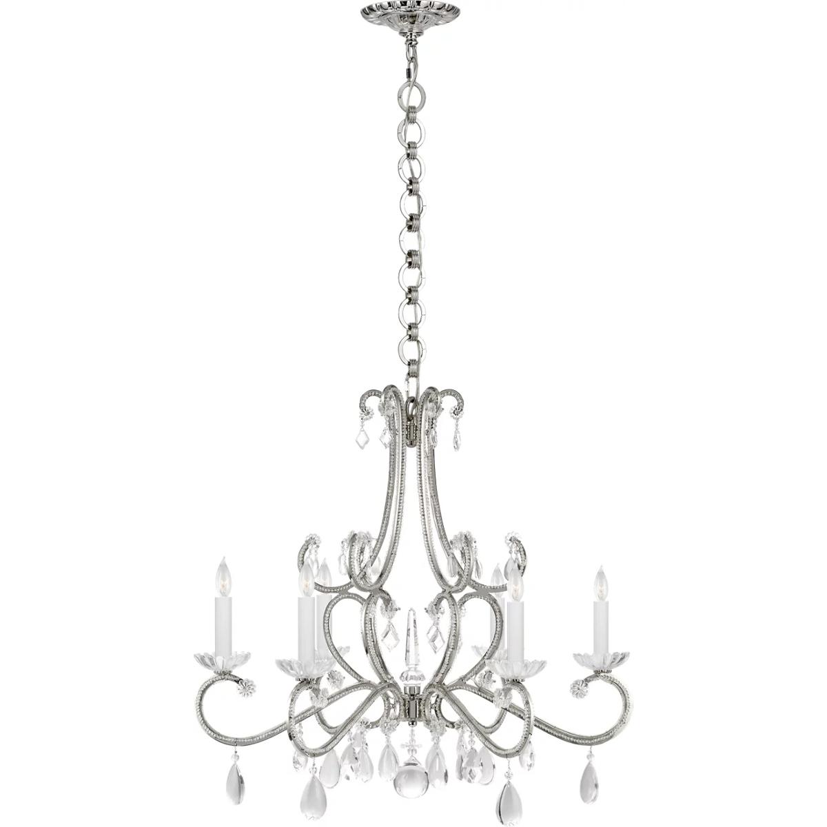 Visual Comfort Signature Collection ARN5129PN-CG AERIN Montmartre 6 Light 30 inch Polished Nickel Chandelier Ceiling Light, Medium