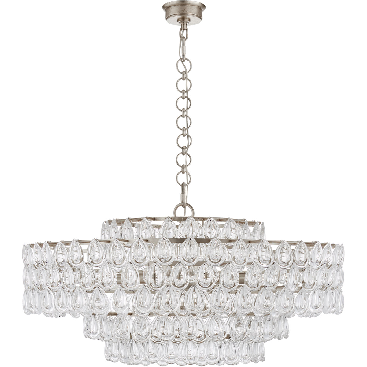 Visual Comfort Signature Collection ARN5174BSL-CG AERIN Liscia 12 Light 36 inch Burnished Silver Leaf Chandelier Ceiling Light, Large