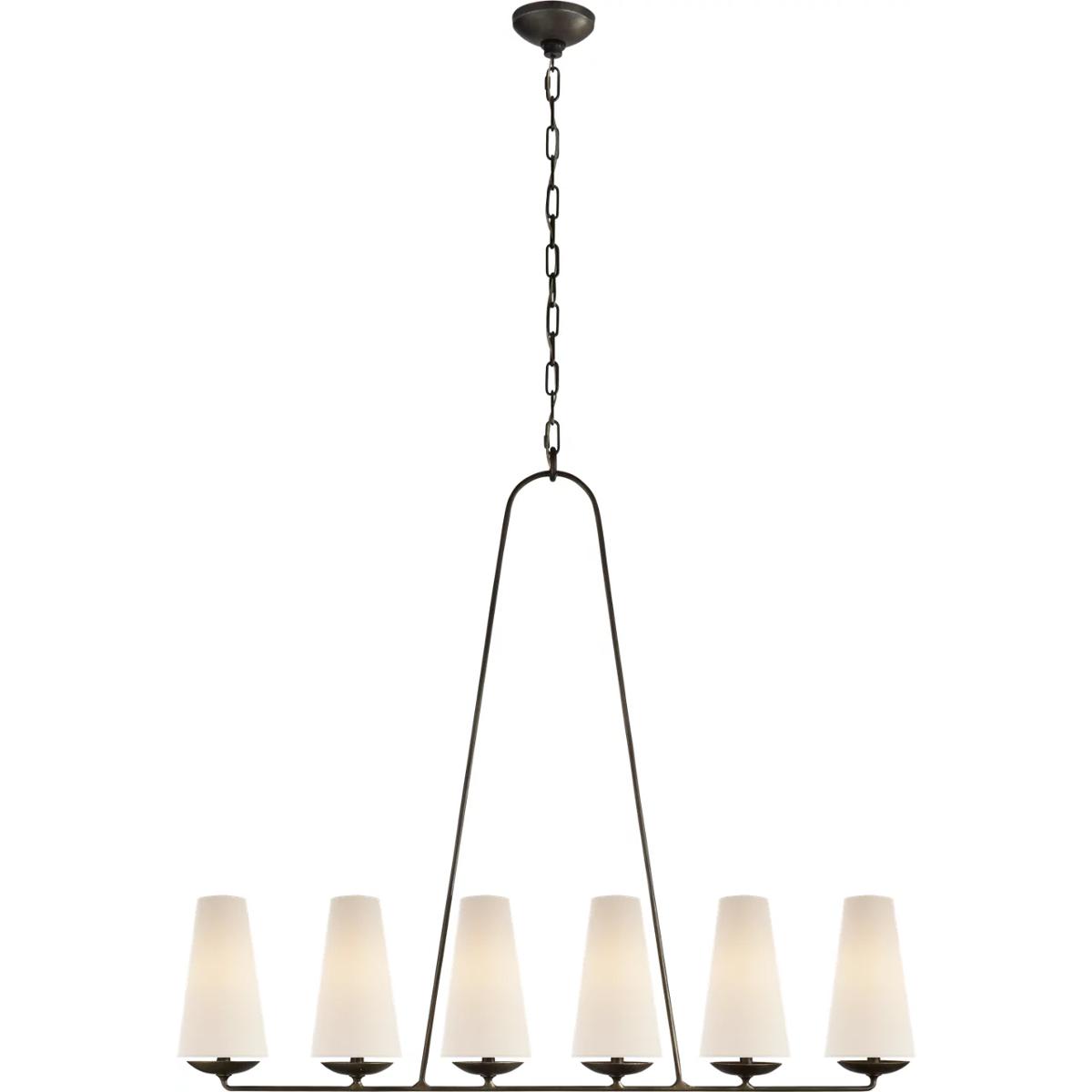 Visual Comfort Signature Collection ARN5201AI-L AERIN Fontaine 6 Light 45.25 inch Aged Iron Linear Chandelier Ceiling Light