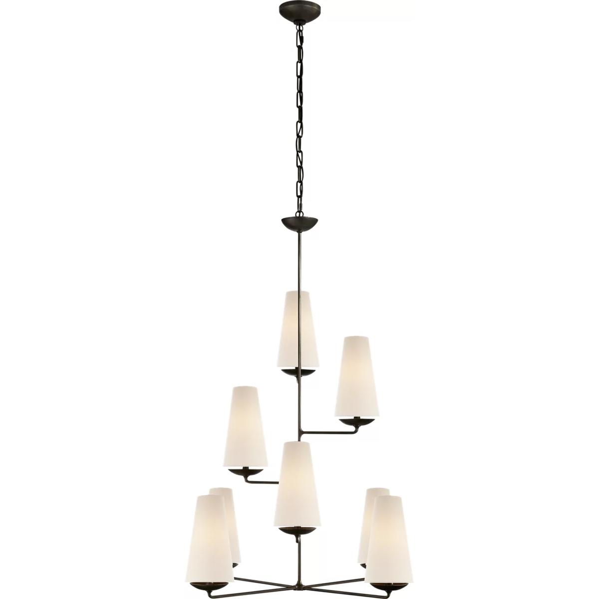 Visual Comfort Signature Collection ARN5204AI-L AERIN Fontaine 8 Light 34.25 inch Aged Iron Vertical Chandelier Ceiling Light