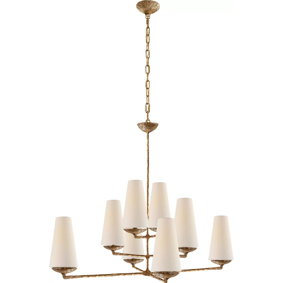 Visual Comfort Signature Collection ARN5205GP-L AERIN Fontaine 8 Light 39 inch Gilded Plaster Offset Chandelier Ceiling Light, Large