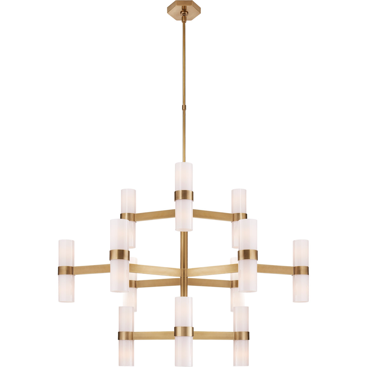 Visual Comfort Signature Collection ARN5272HAB-WG AERIN Margita 24 Light 44.5 inch Hand-Rubbed Antique Brass Chandelier Ceiling Light in White Glass,