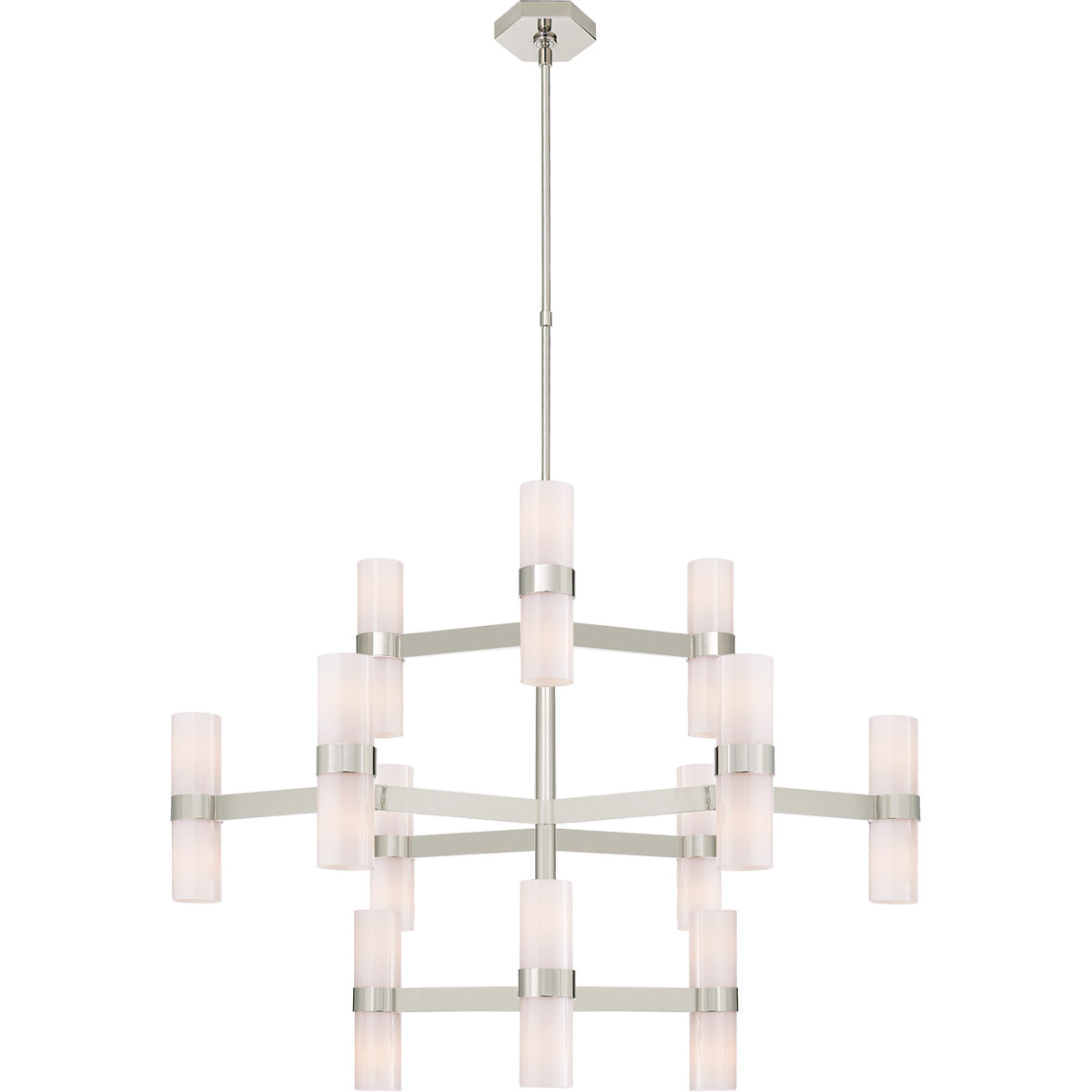 Visual Comfort Signature Collection ARN5272PN-WG AERIN Margita 24 Light 44.5 inch Polished Nickel Chandelier Ceiling Light in White Glass, Medium