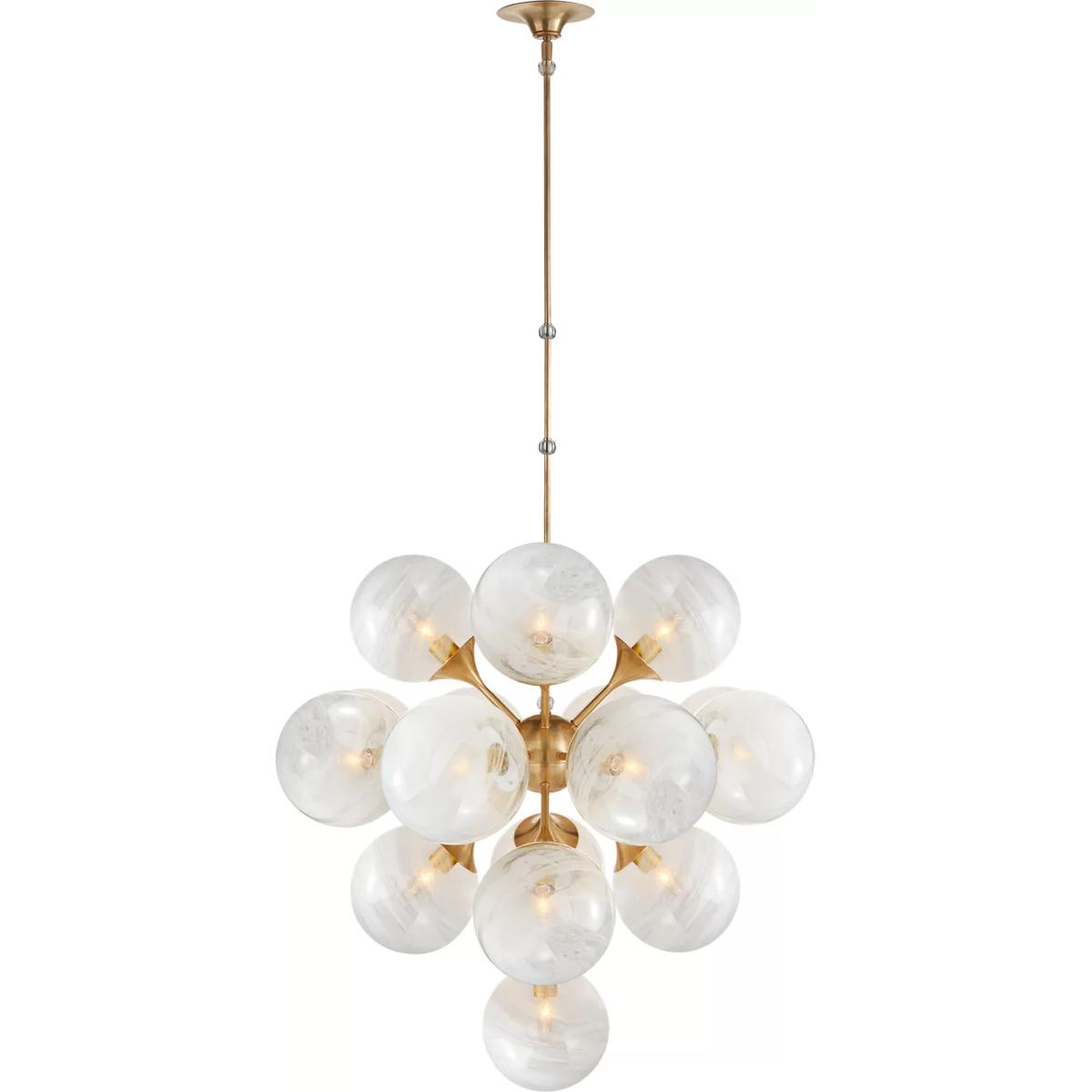 Visual Comfort Signature Collection ARN5402HAB-WG AERIN Cristol 17 Light 33.25 inch Hand-Rubbed Antique Brass Tiered Chandelier Ceiling Light, Large