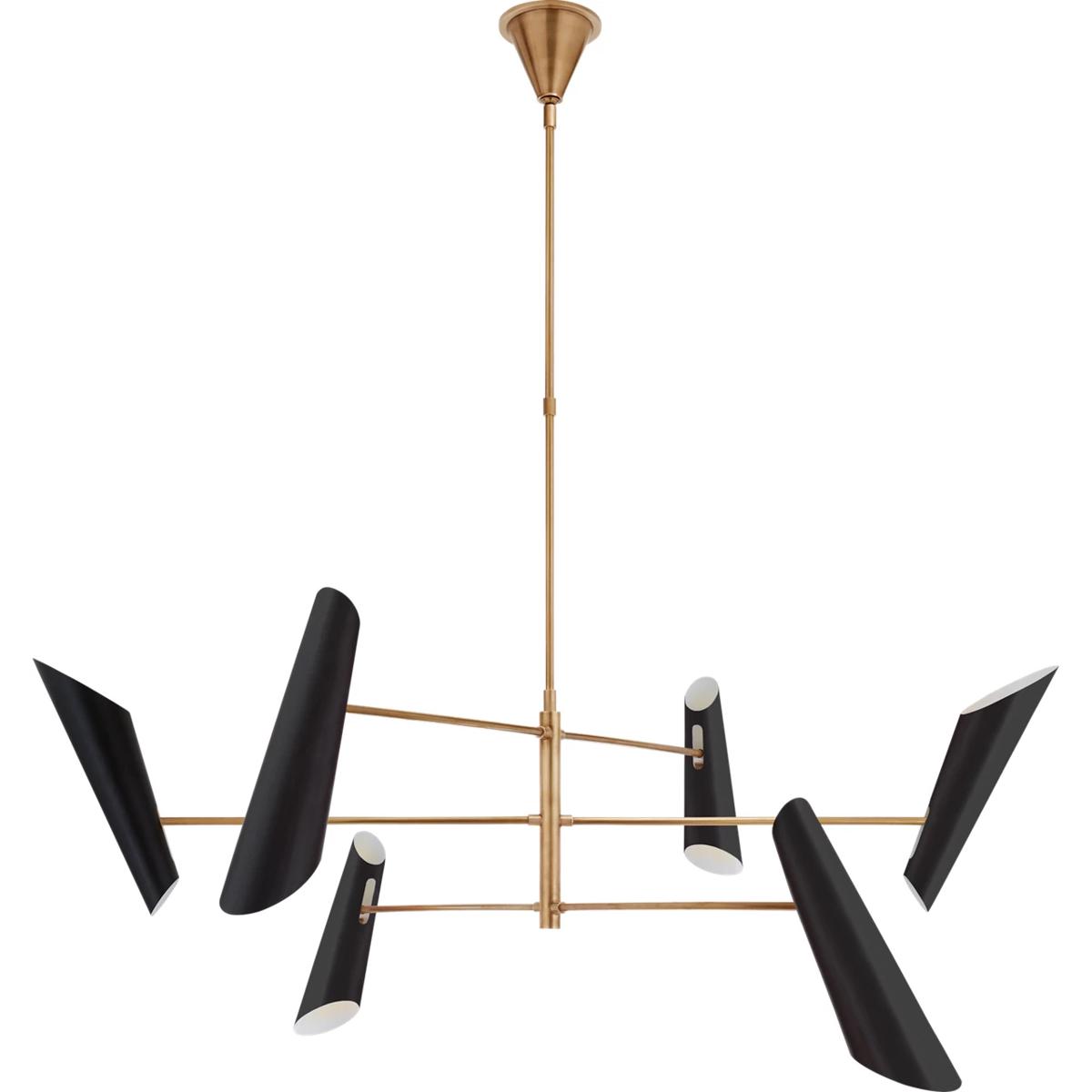 Visual Comfort Signature Collection ARN5411HAB-BLK AERIN Franca LED 68 inch Hand-Rubbed Antique Brass Pivoting Chandelier Ceiling Light in Black, Larg