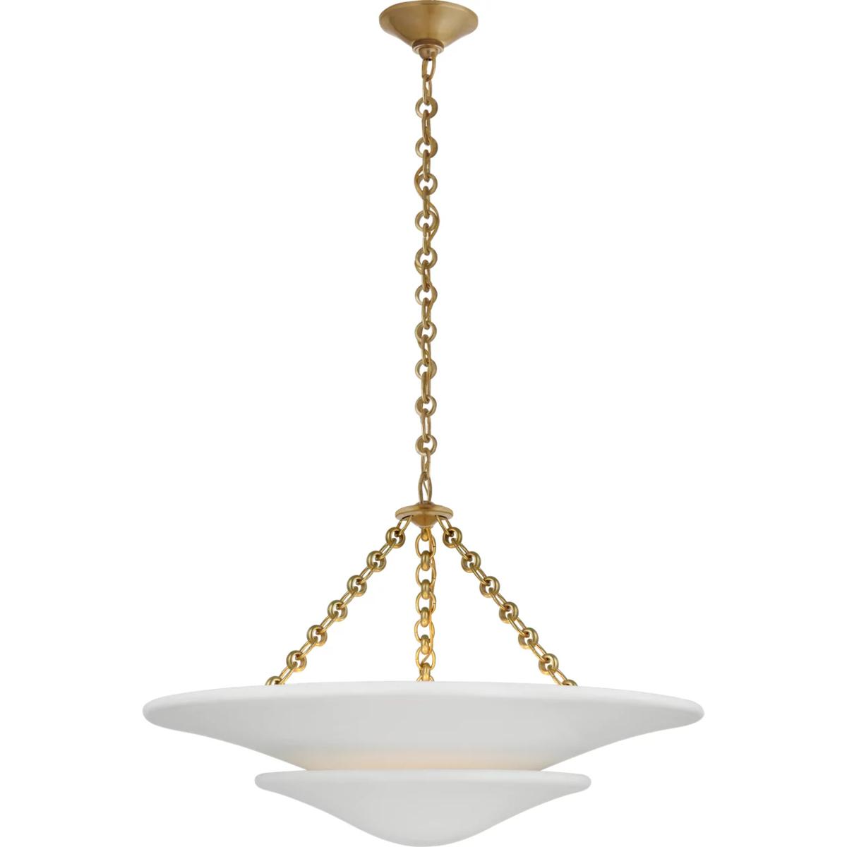 Visual Comfort Signature Collection ARN5425HAB-PW AERIN Mollino LED 25 inch Hand-Rubbed Antique Brass Tiered Chandelier Ceiling Light, Medium