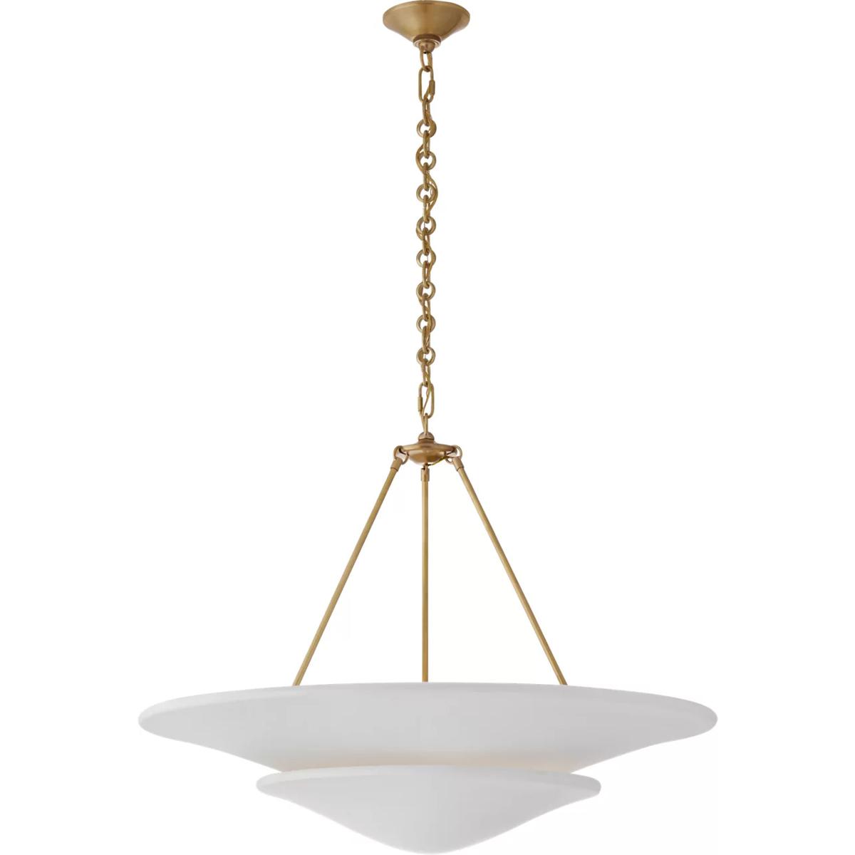 Visual Comfort Signature Collection ARN5427HAB-PW AERIN Mollino 6 Light 32 inch Hand-Rubbed Antique Brass Tiered Chandelier Ceiling Light, Large