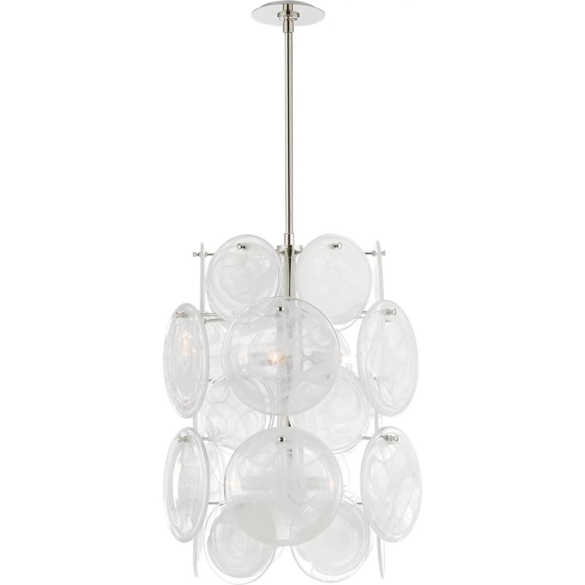 Visual Comfort Signature Collection ARN5451PN-WSG AERIN Loire 6 Light 20 inch Polished Nickel Barrel Chandelier Ceiling Light in White Strie Glass, Me