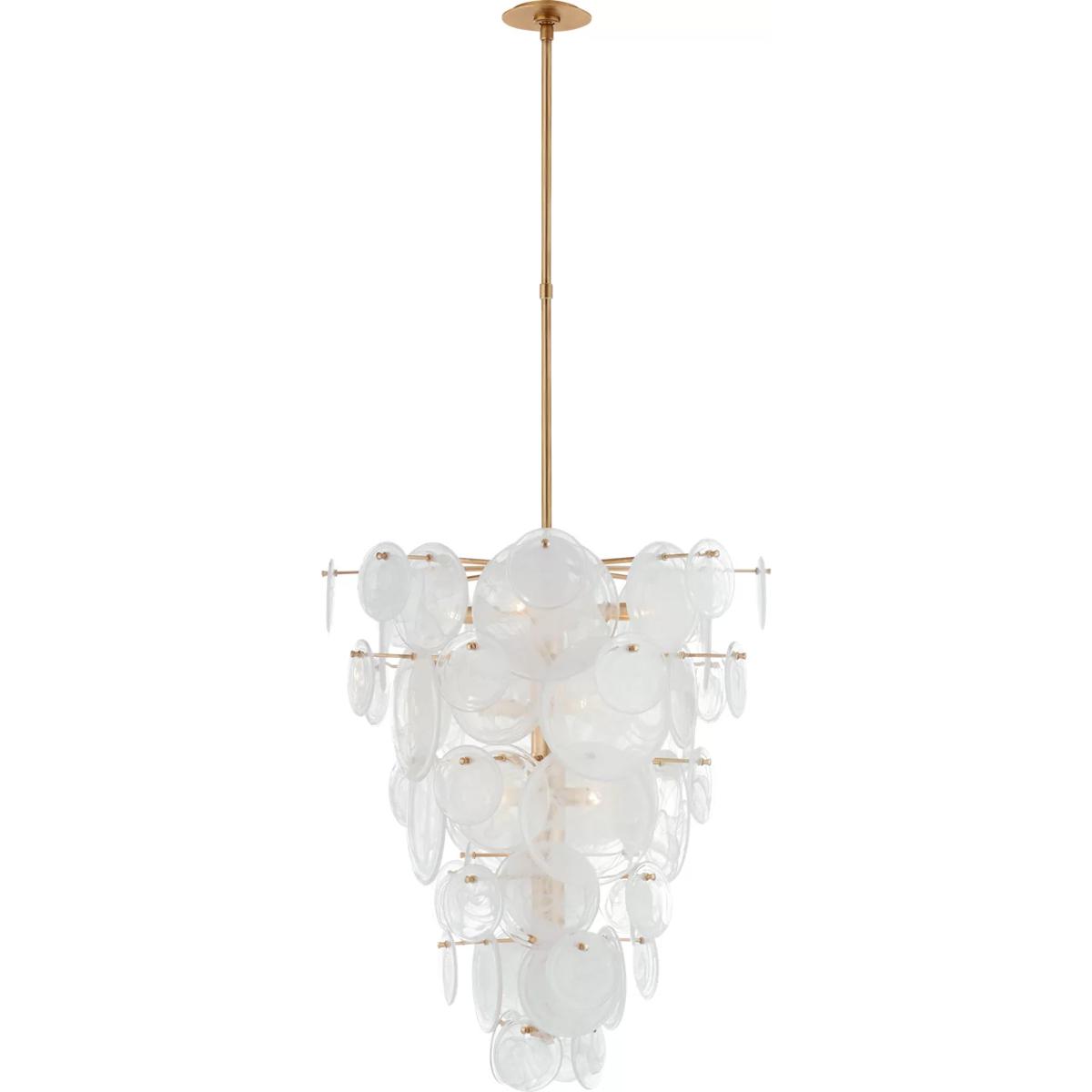 Visual Comfort Signature Collection ARN5452G-WSG AERIN Loire 12 Light 29.25 inch Gild Cascading Chandelier Ceiling Light in White Strie Glass
